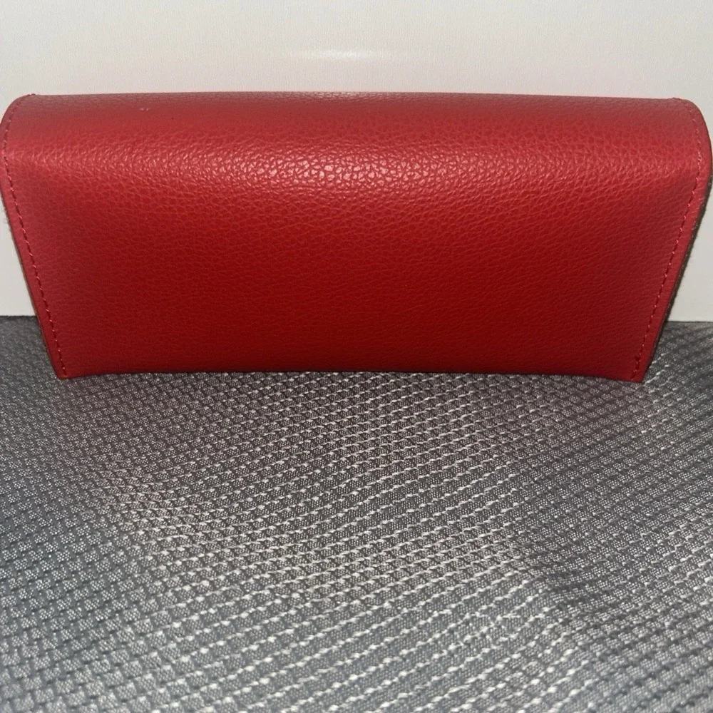 Guess Red Faux Leather Eyeglass Case Soft Pouch Snap‎ Closure